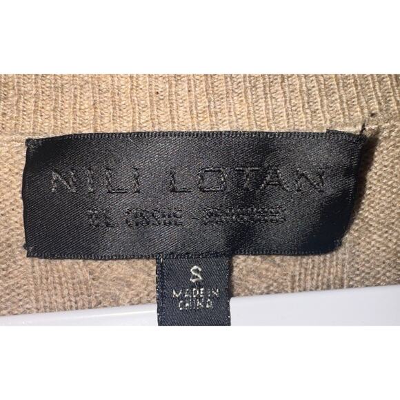 Nili Lotan 100% Brown Cashmere V-Neck Knit Sweater Sz S Quiet Luxury Cozy Chic - Picture 5 of 6